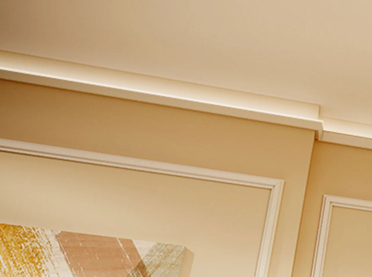 Moldura para Teto ou Parede modelo UPSOLU UP236 ideal para liz indireta em poliestireno, resistente à humidade, aplicada com cola. Luz indirecta